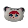 A white plush doll with panda ears, red hair and blue eyes, and a girl's mask Item Picture